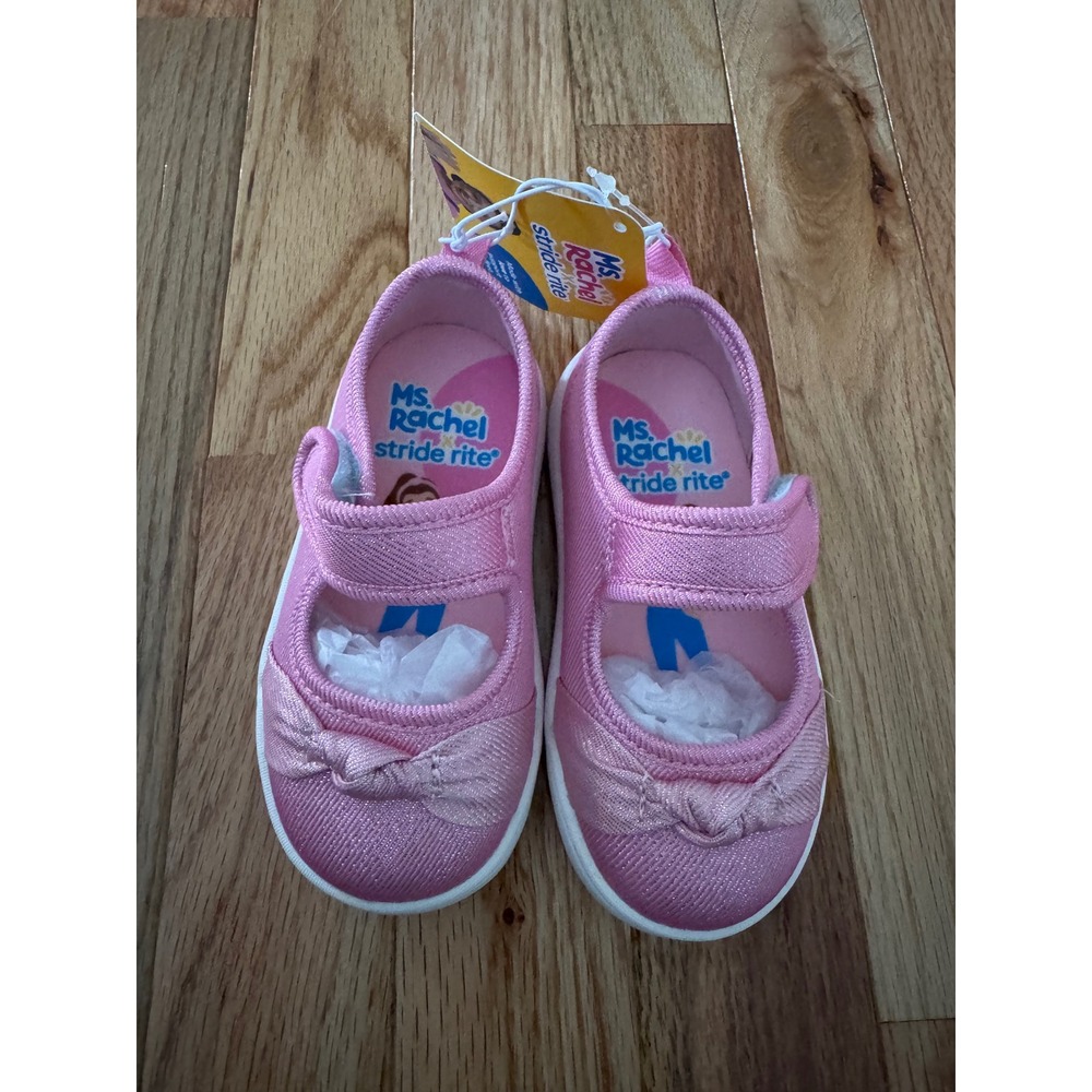 Ms. Rachel x Stride Rite Pink Glitter Mary Jane Toddler Shoes size 6M NWT